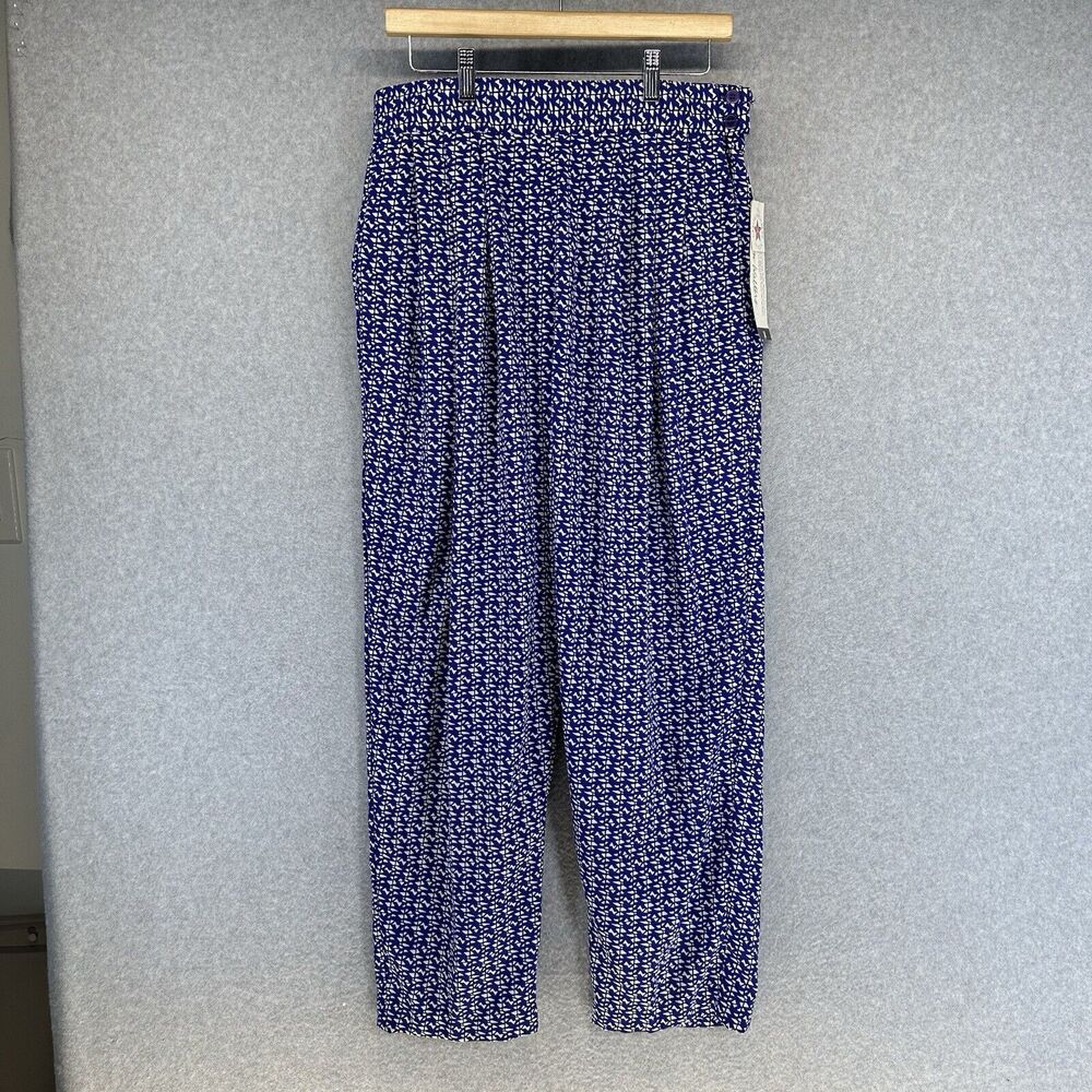 Vintage Joan Walters Womens Pants Size 14 Blue & White Straight Leg New Tags